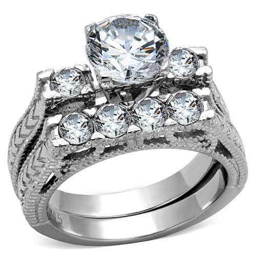 CJE5X019 Wholesale Women's Stainless Steel AAA Grade CZ Clear Ring Set