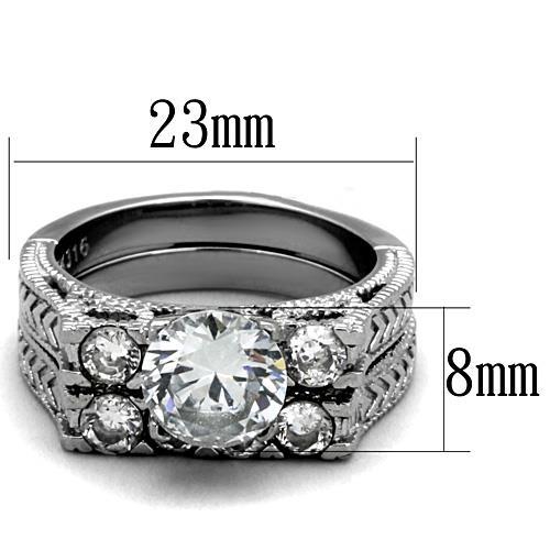 CJE5X019 Wholesale Women's Stainless Steel AAA Grade CZ Clear Ring Set