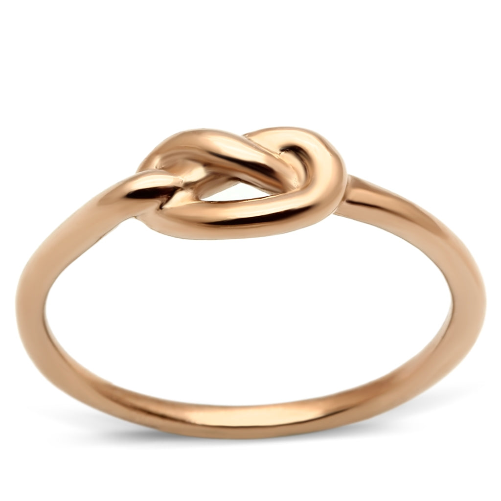 CJ630R Wholesale Women&#39;s Stainless Steel IP Rose Gold Minimal Love Knot Ring