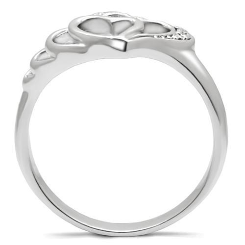 CJ6X179 Wholesale Women's Stainless Steel AAA Grade CZ Clear Ripple Heart Ring
