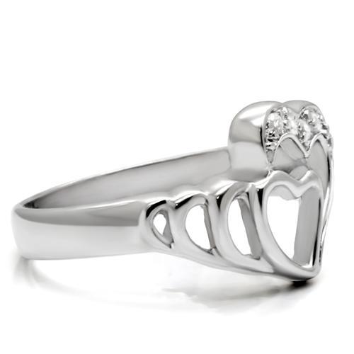 CJ6X179 Wholesale Women's Stainless Steel AAA Grade CZ Clear Ripple Heart Ring