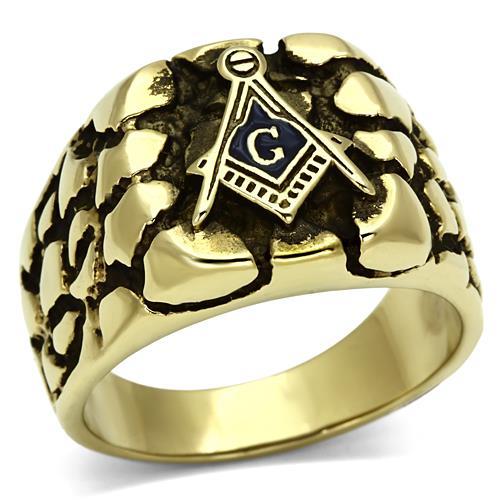 CJE778 Wholesale Men&#39;s Stainless Steel IP Gold Masonic Ring