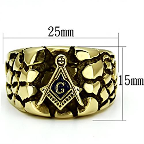 CJE778 Wholesale Men's Stainless Steel IP Gold Masonic Ring