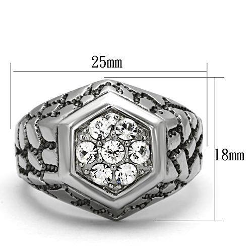 CJ960 Wholesale Men's Stainless Steel Top Grade Crystal Clear Cluster Cobblestone Ring