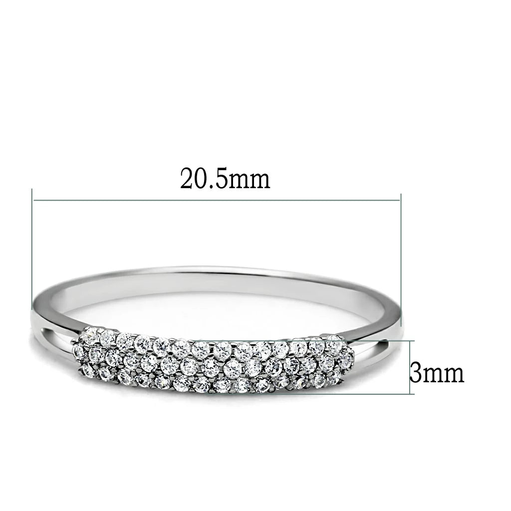CJ043 Wholesale Women's 925 Sterling Silver Rhodium AAA Grade CZ Clear Minimal Cluster Ring