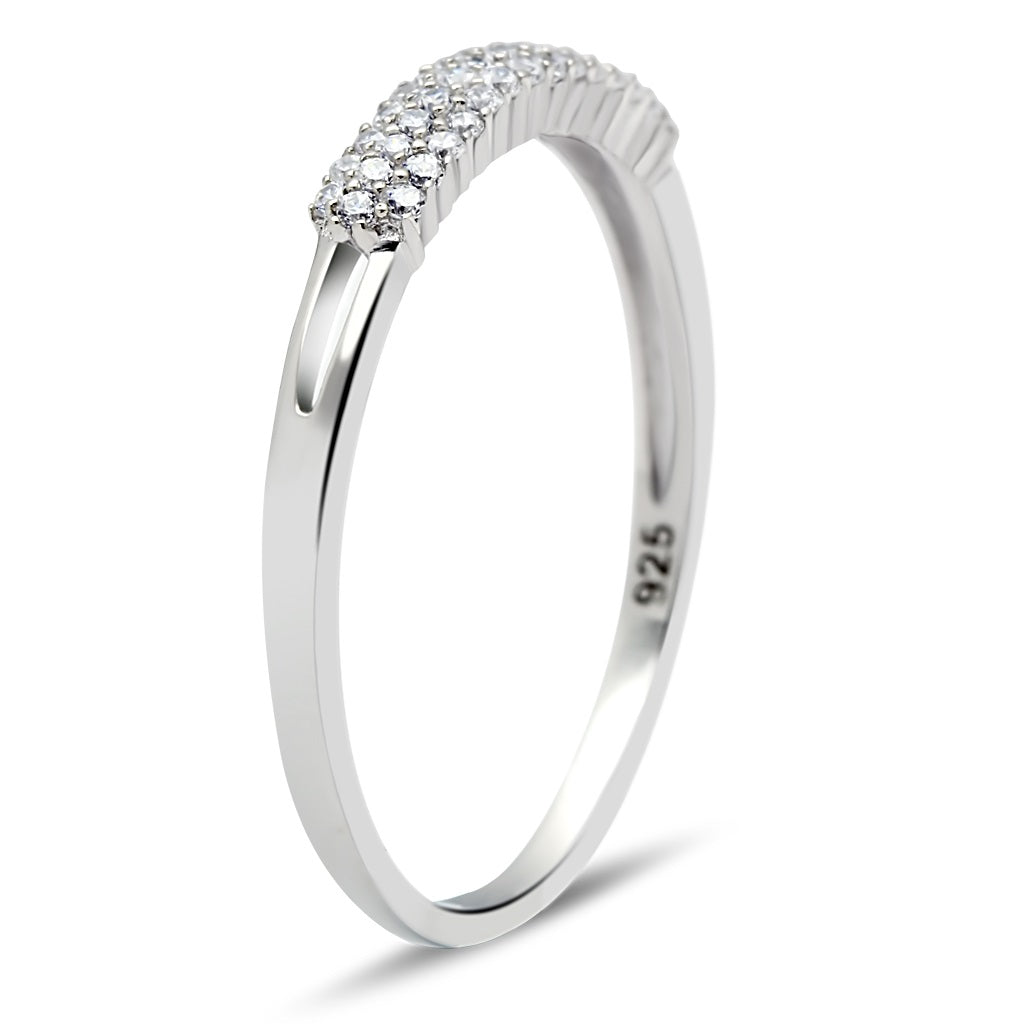 CJ043 Wholesale Women&#39;s 925 Sterling Silver Rhodium AAA Grade CZ Clear Minimal Cluster Ring