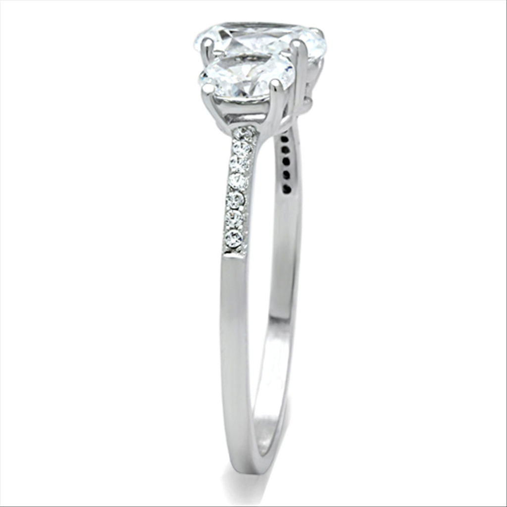 CJ049 Wholesale Women&#39;s 925 Sterling Silver Rhodium AAA Grade CZ Clear Three Stone Ring