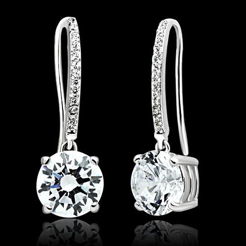 CJ052 Wholesale Women's 925 Sterling Silver Rhodium AAA Grade CZ Clear Round Earrings