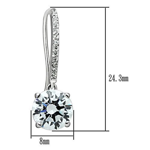 CJ052 Wholesale Women's 925 Sterling Silver Rhodium AAA Grade CZ Clear Round Earrings