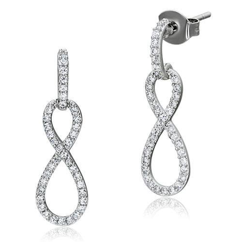 CJ067 Wholesale Women's 925 Sterling Silver Rhodium AAA Grade CZ Clear Infinity Earrings