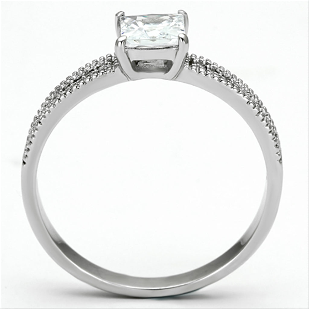 CJ081 Wholesale Women&#39;s 925 Sterling Silver Rhodium AAA Grade CZ Clear Ring