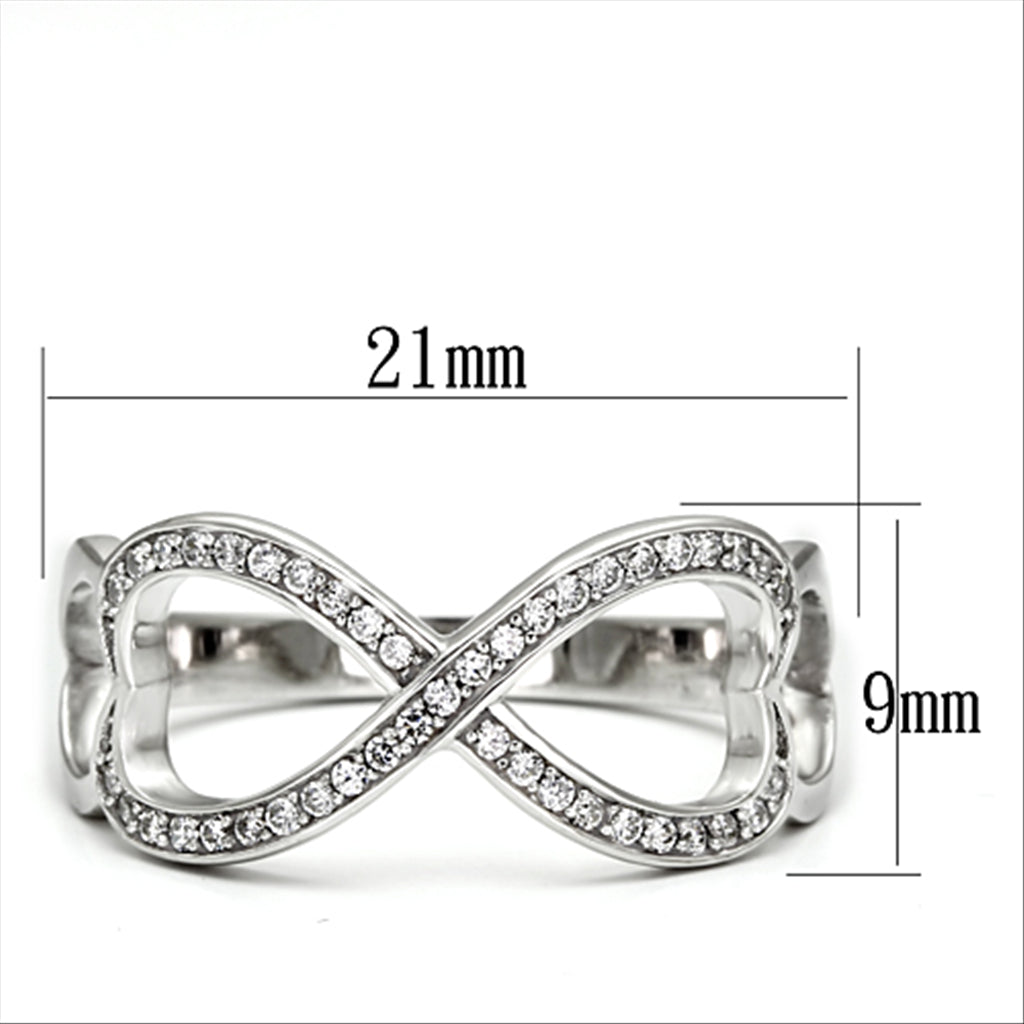 CJ088 Wholesale Women's 925 Sterling Silver Rhodium AAA Grade CZ Clear Heart Infinity Ring