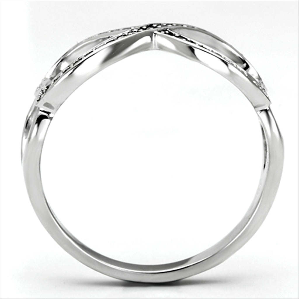 CJ088 Wholesale Women&#39;s 925 Sterling Silver Rhodium AAA Grade CZ Clear Heart Infinity Ring