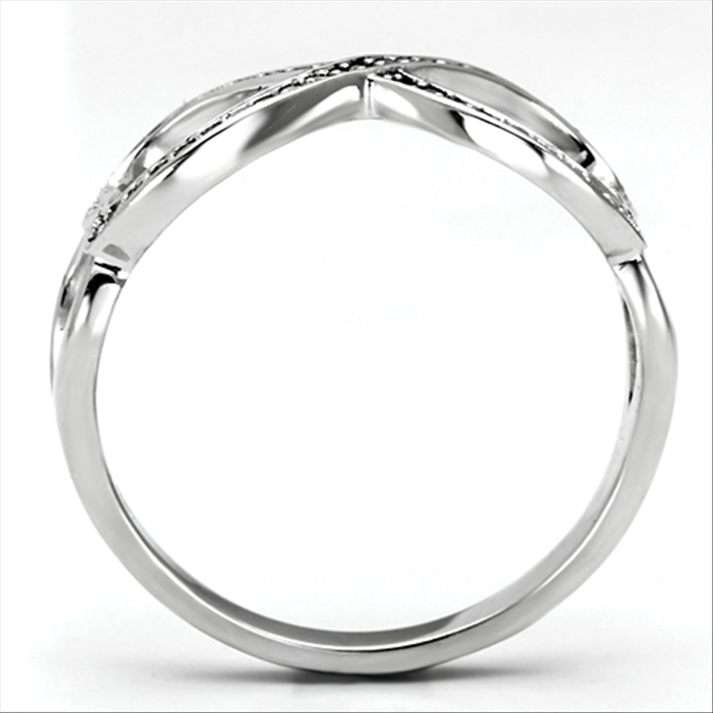 CJ088 Wholesale Women's 925 Sterling Silver Rhodium AAA Grade CZ Clear Heart Infinity Ring