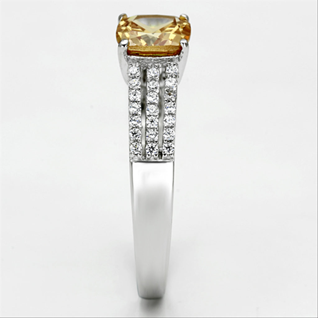 CJ099 Wholesale Women&#39;s 925 Sterling Silver Rhodium AAA Grade CZ Champagne Ring