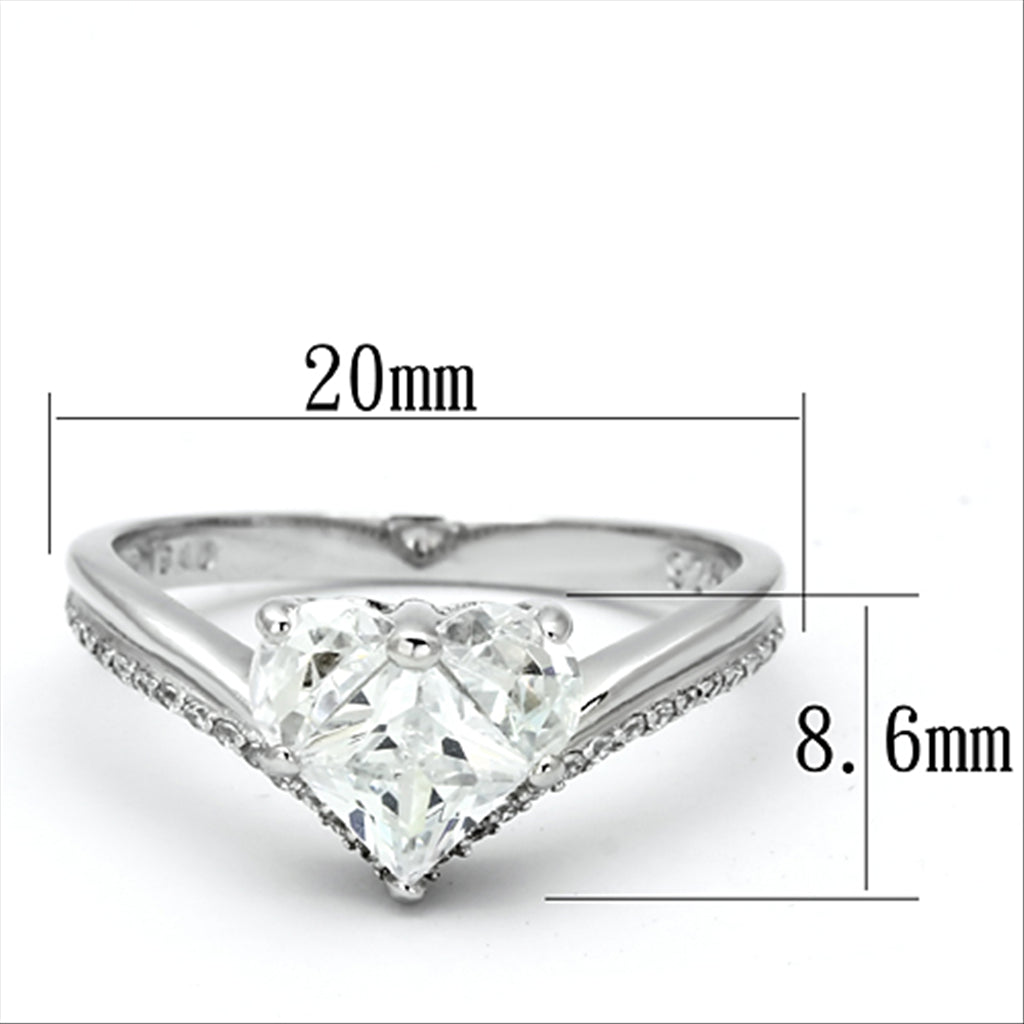CJ118 Wholesale Women's 925 Sterling Silver Rhodium AAA Grade CZ Clear Heart Ring