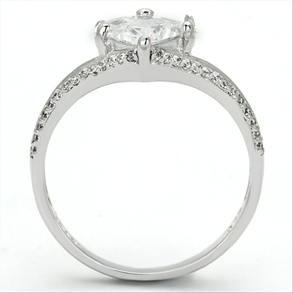 CJ118 Wholesale Women&#39;s 925 Sterling Silver Rhodium AAA Grade CZ Clear Heart Ring