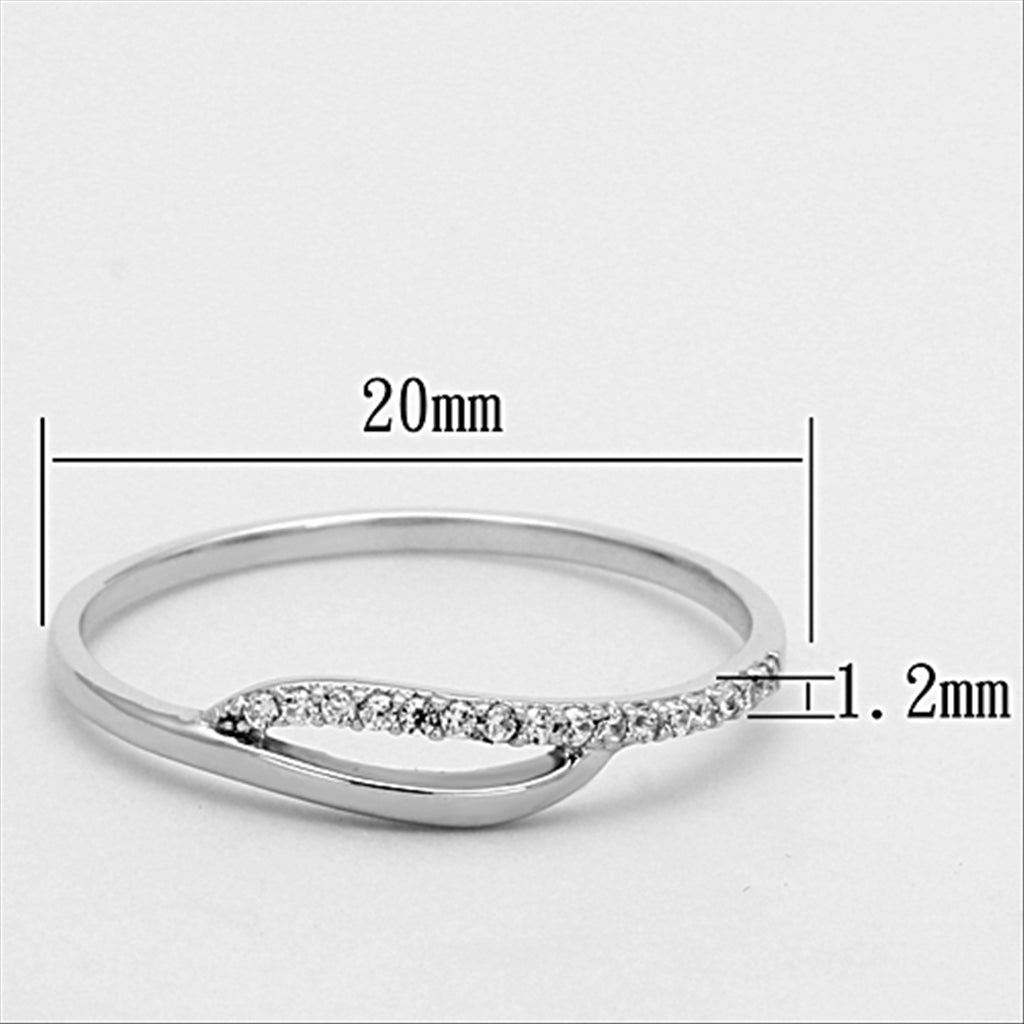 CJ145 Wholesale Women's 925 Sterling Silver Rhodium AAA Grade CZ Clear Minimal Wave Ring
