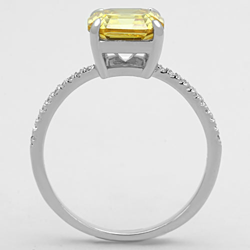 CJ175 Wholesale Women's 925 Sterling Silver Rhodium Cubic Topaz Square Ring