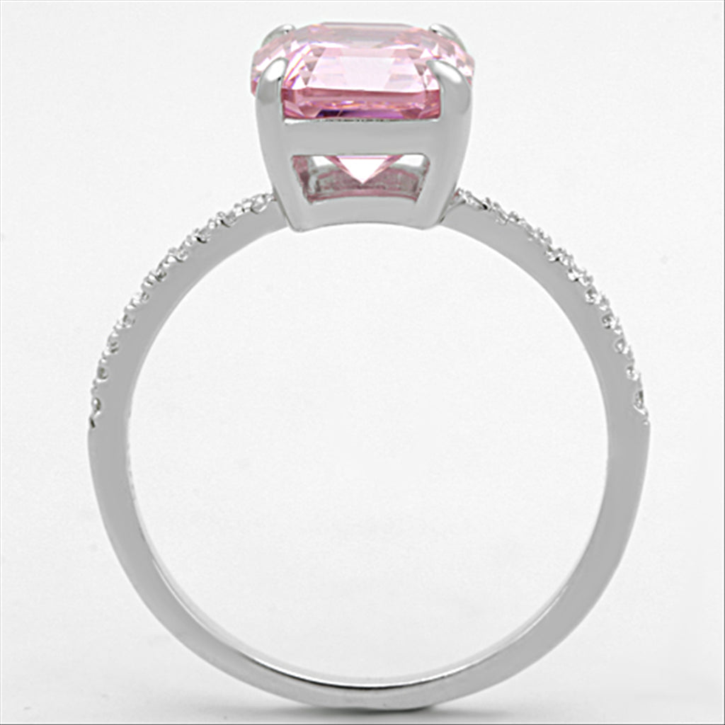 CJ179 Wholesale 925 Sterling Silver Rhodium Cubic Rose Square Ring