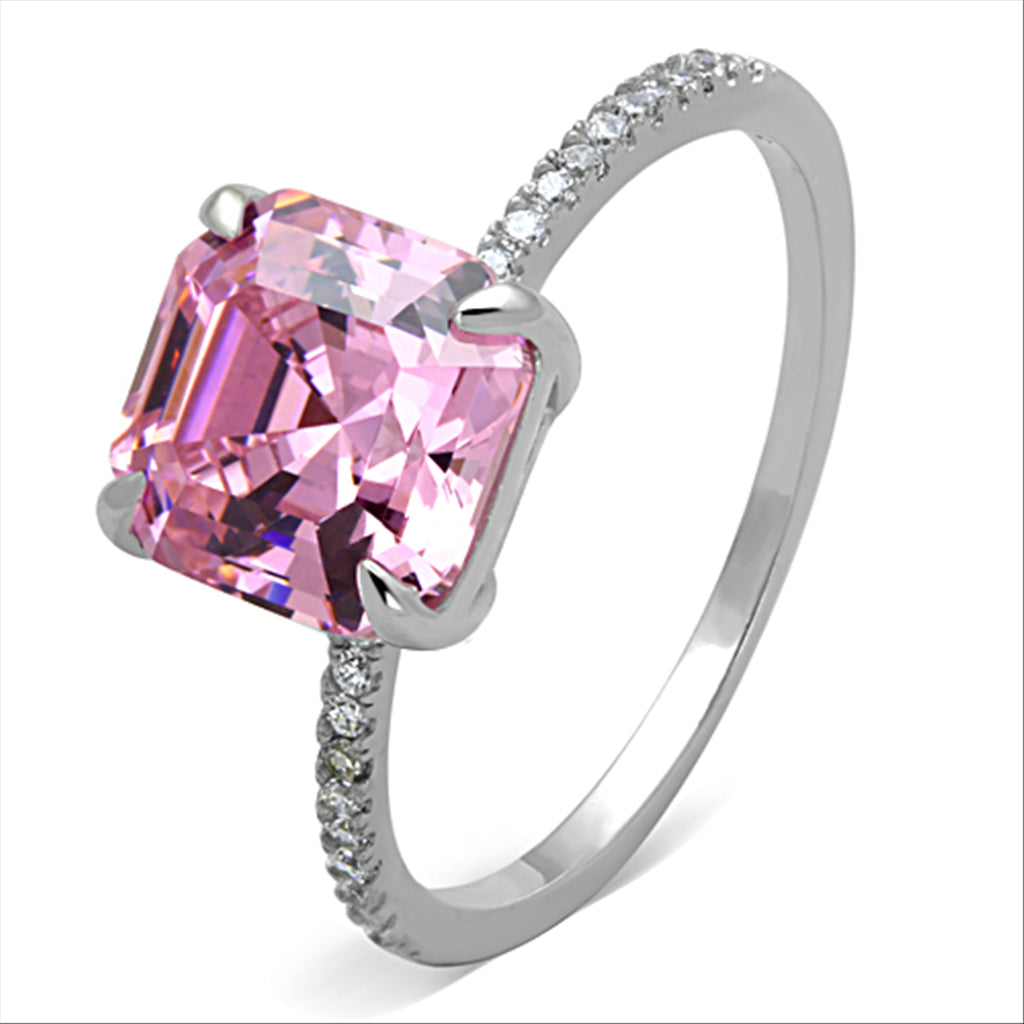 CJ179 Wholesale 925 Sterling Silver Rhodium Cubic Rose Square Ring