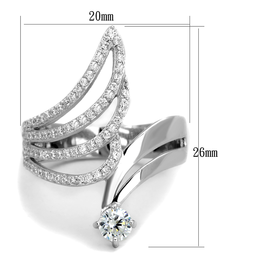 CJ356 Wholesale Women's 925 Sterling Silver AAA Grade Clear Cubic Zirconia Winged Cuff Ring