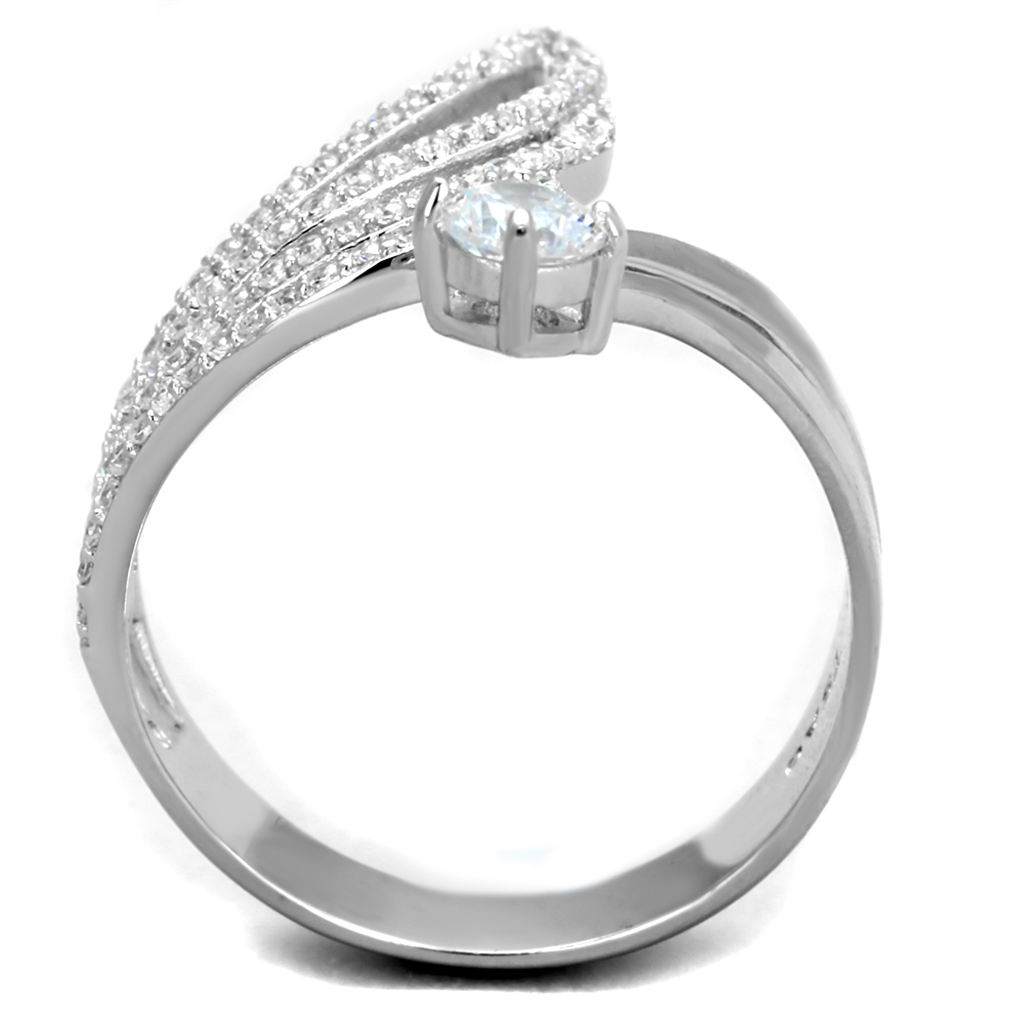 CJ356 Wholesale Women's 925 Sterling Silver AAA Grade Clear Cubic Zirconia Winged Cuff Ring