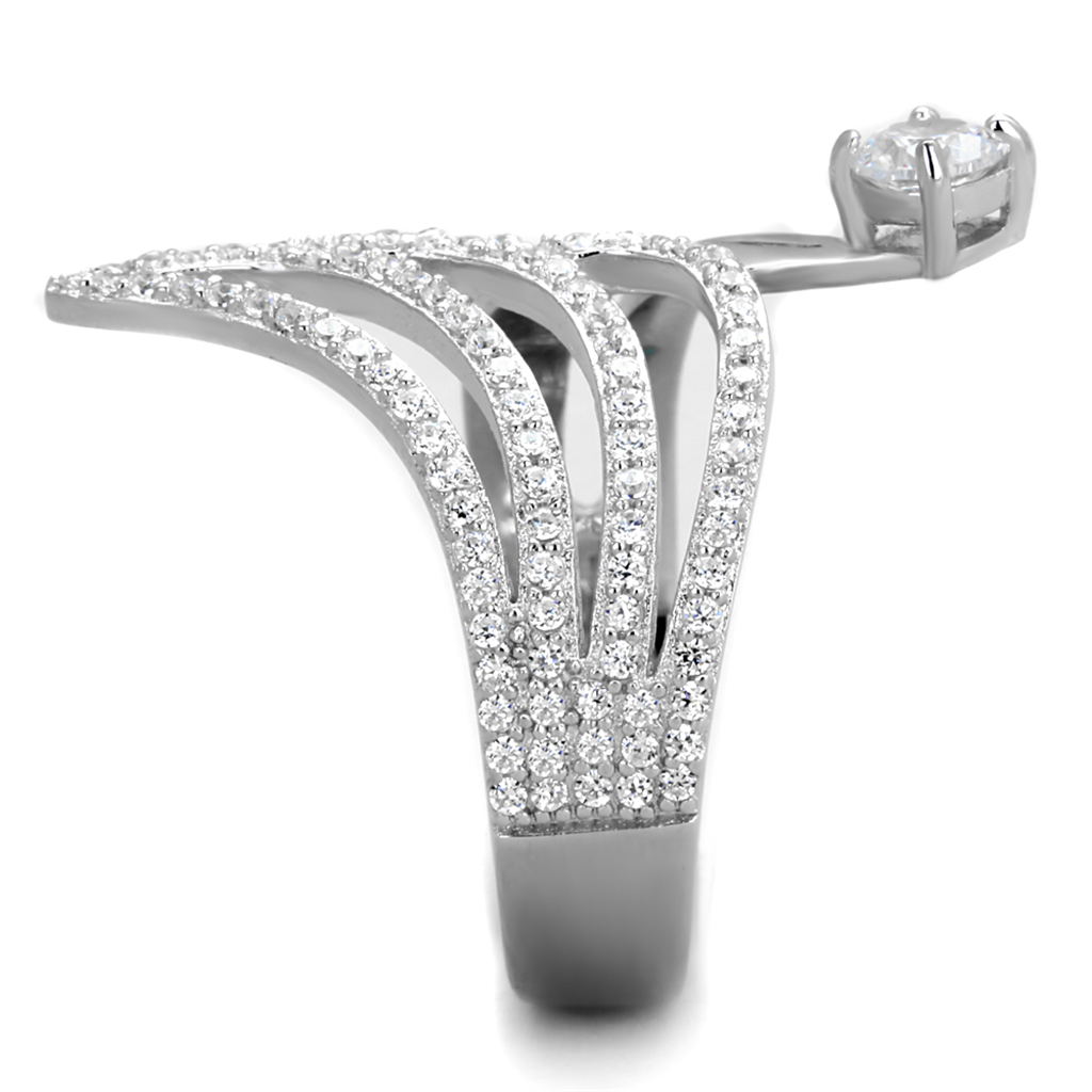 CJ356 Wholesale Women's 925 Sterling Silver AAA Grade Clear Cubic Zirconia Winged Cuff Ring