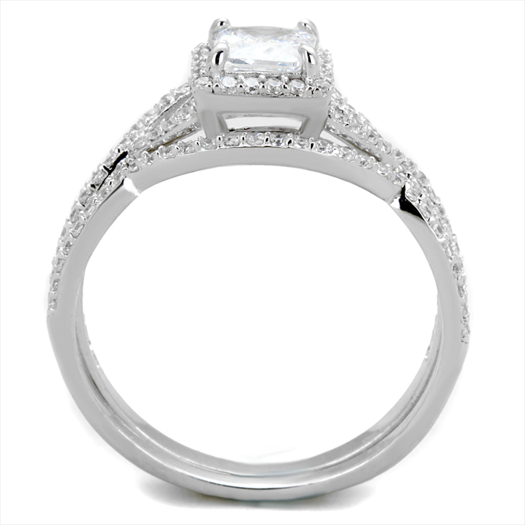 CJ420 Wholesale Women's 925 Sterling Silver Rhodium AAA Grade CZ Clear Ring Set