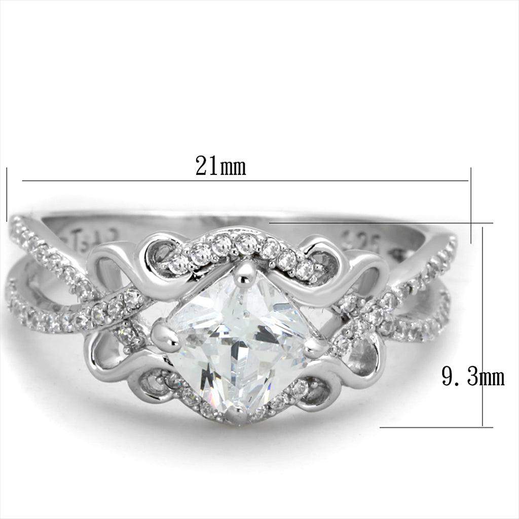 CJ421 Wholesale Women's 925 Sterling Silver Rhodium AAA Grade CZ Clear Filigree Ring