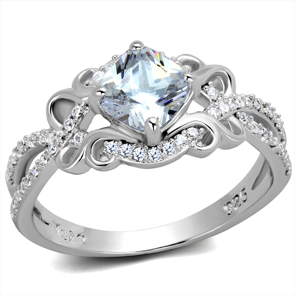 CJ421 Wholesale Women&#39;s 925 Sterling Silver Rhodium AAA Grade CZ Clear Filigree Ring