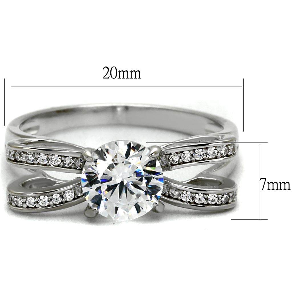 CJ470 Wholesale Women's Sterling Silver Ring Rhodium AAA Grade CZ Clear Bow Ring