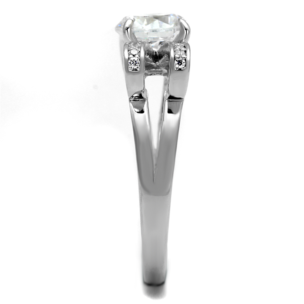 CJ470 Wholesale Women's Sterling Silver Ring Rhodium AAA Grade CZ Clear Bow Ring