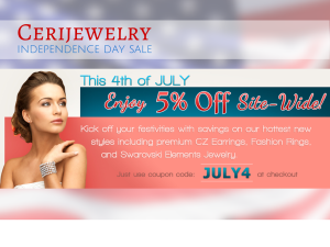 Save 5% Site-wide with Cerijewelry's Independence Day Sale
