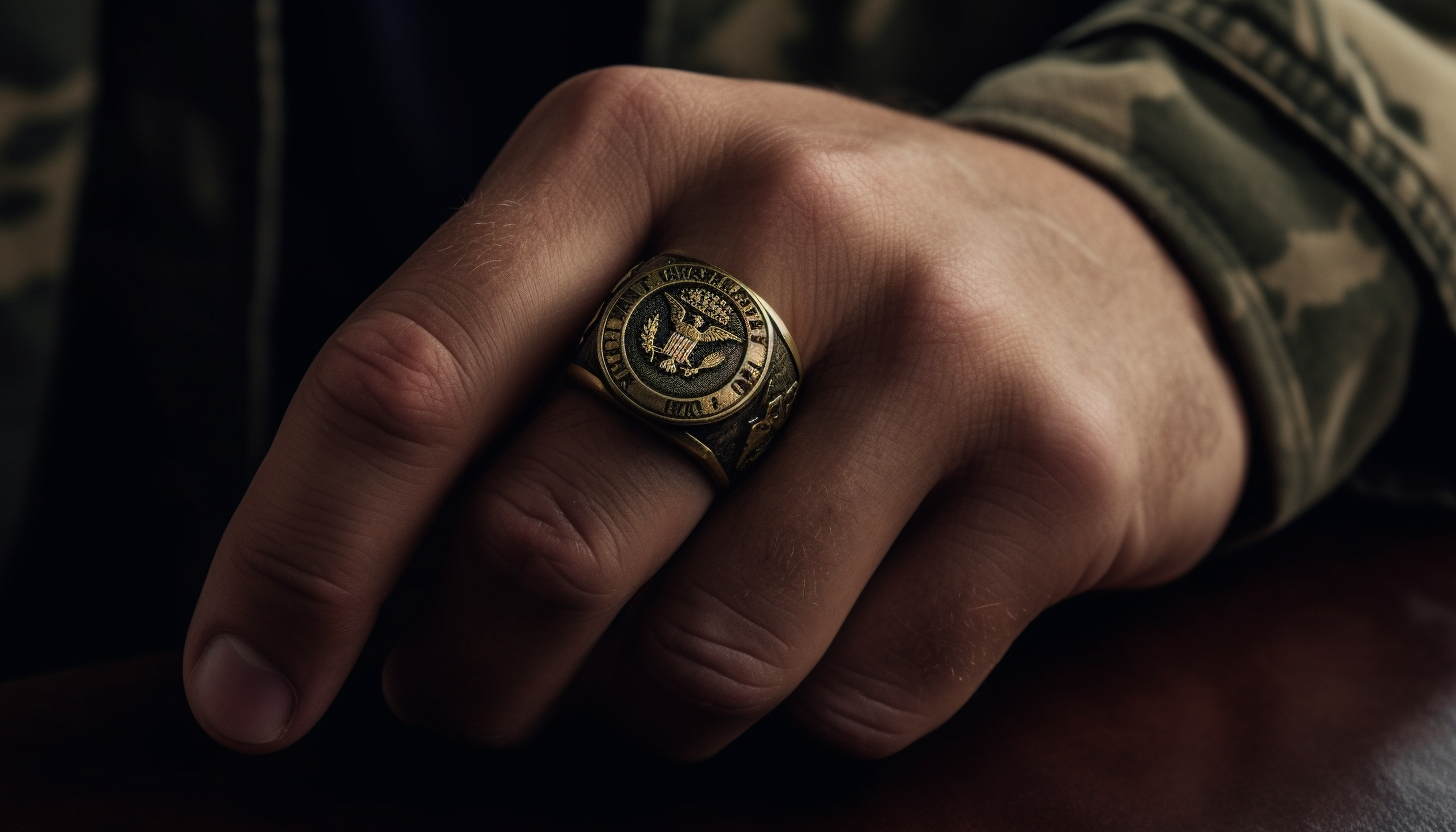 army veteran wearing a gold-plated military ring
