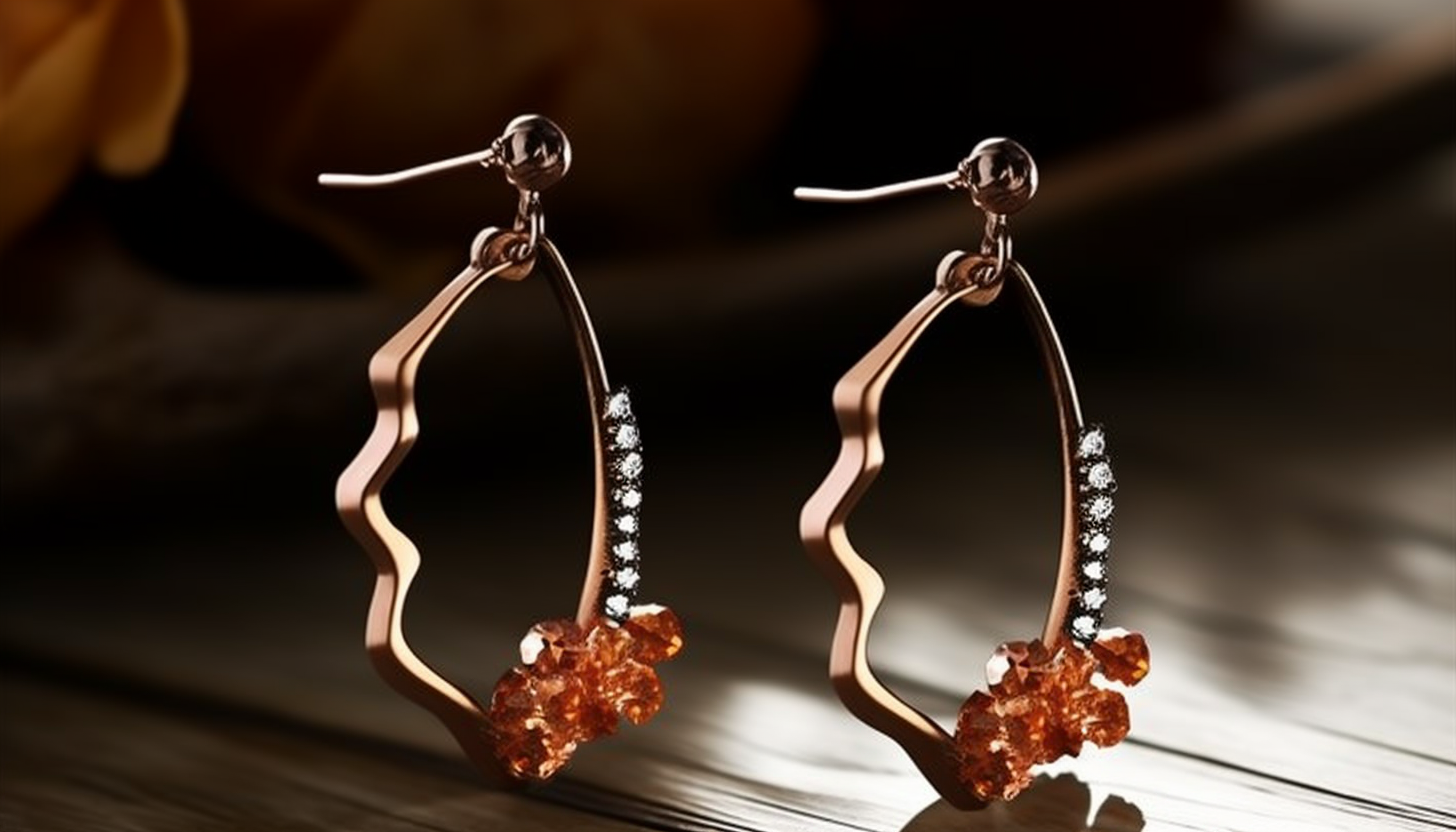 chocolate-plated earrings on a wooden surface