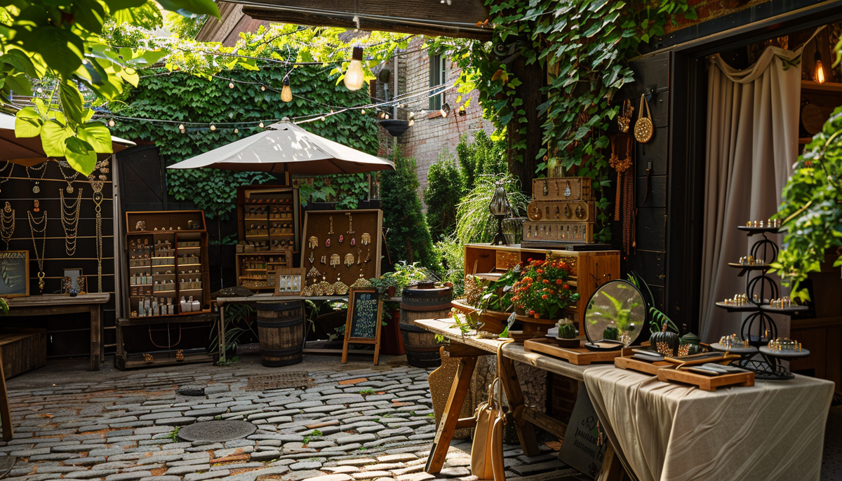 fashion jewelry trunk show booths in an outdoor venue