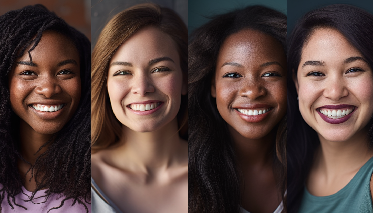 four smiling women of different ethnicities