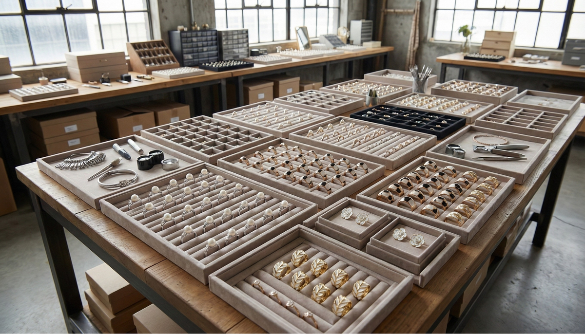inventory of wholesale fashion jewelry in a room with lots of natural lighting