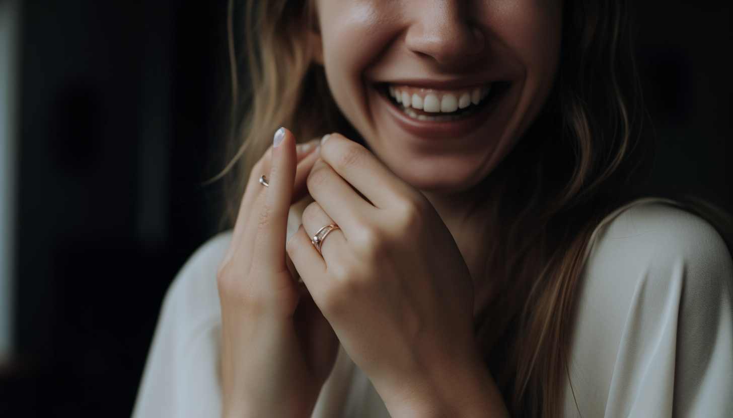 smiling woman wearing minimal fashion rings