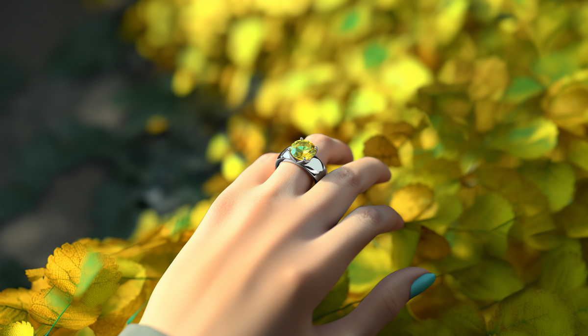 woman's hand wearing CeriJewelry topaz cz fashion ring on her finger