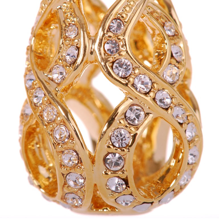 E7147 Gold Swarovski Crystal Elements Drop Earrings