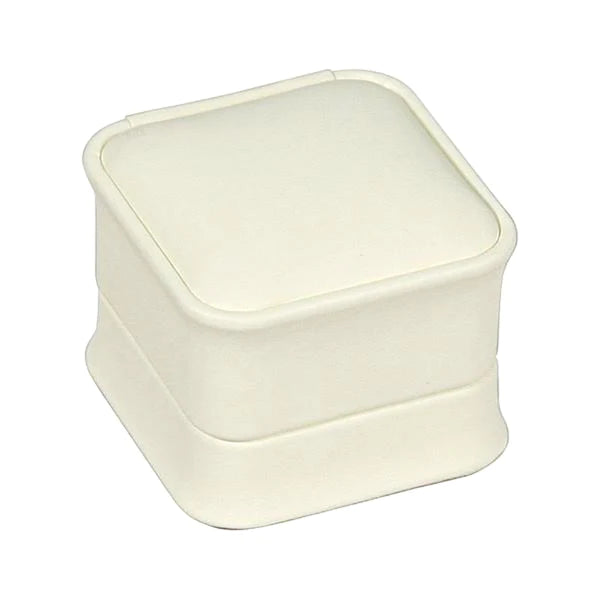 Cream Faux Leather Ring Box