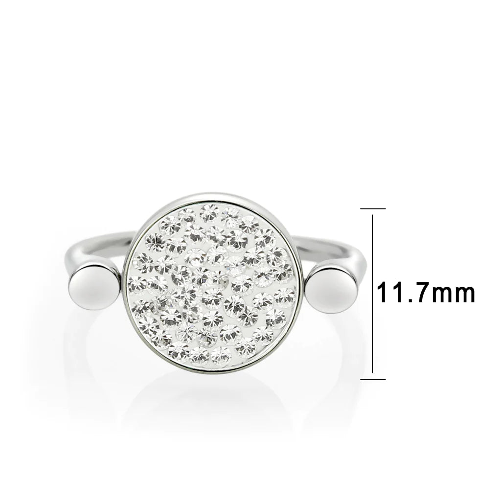 CJ385404 Wholesale Women&#39;s Stainless Steel Top Grade Crystal Round Clear Ring