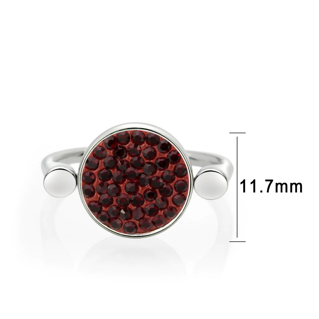 CJ385407 Wholesale Women&#39;s Stainless Steel Top Grade Crystal Round Light Siam Ring