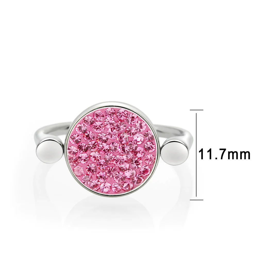 CJ385410 Wholesale Women&#39;s Stainless Steel Top Grade Crystal Round Rose Ring