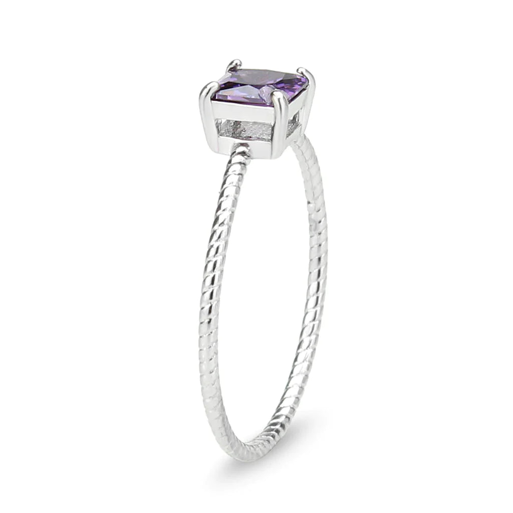 CJ3856 Wholesale Women&#39;s Stainless Steel Amethyst Minimal Ring