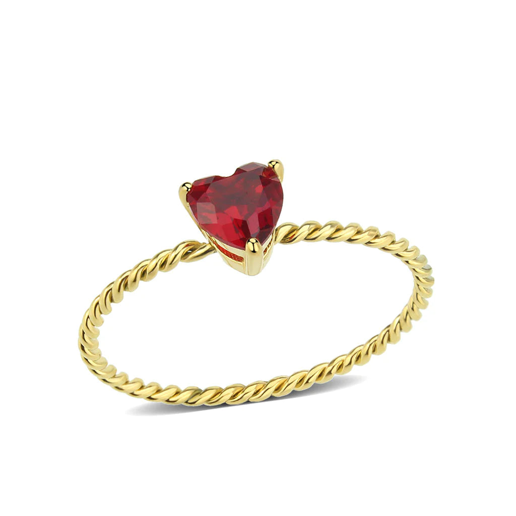CJ3858 Wholesale Women&#39;s Stainless Steel Heart Siam Minimal Ring