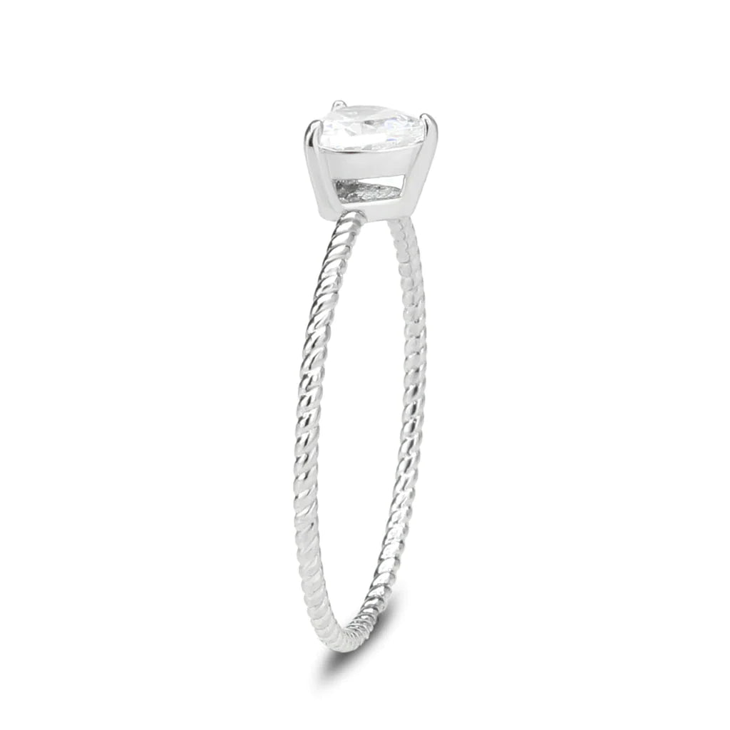 CJ3859 Wholesale Women&#39;s Stainless Steel AAA Grade CZ Clear Heart Ring