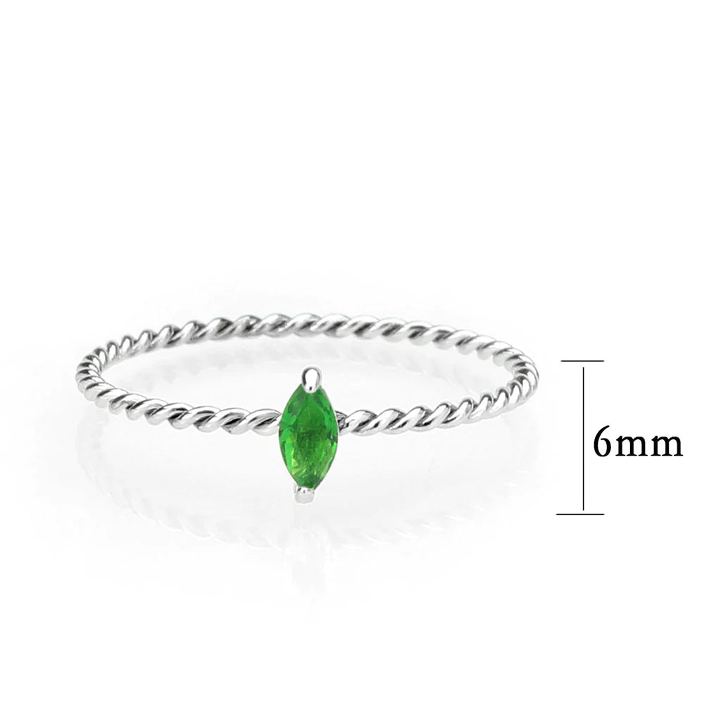 CJ3861 Wholesale Women&#39;s Stainless Steel Emerald Minimal Ring